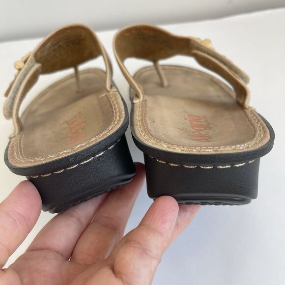 Alegria Womens Van 638 Tan Beige Leather Comfort Slide Thong Sandals Eu 40- US 9 - Picture 9 of 15